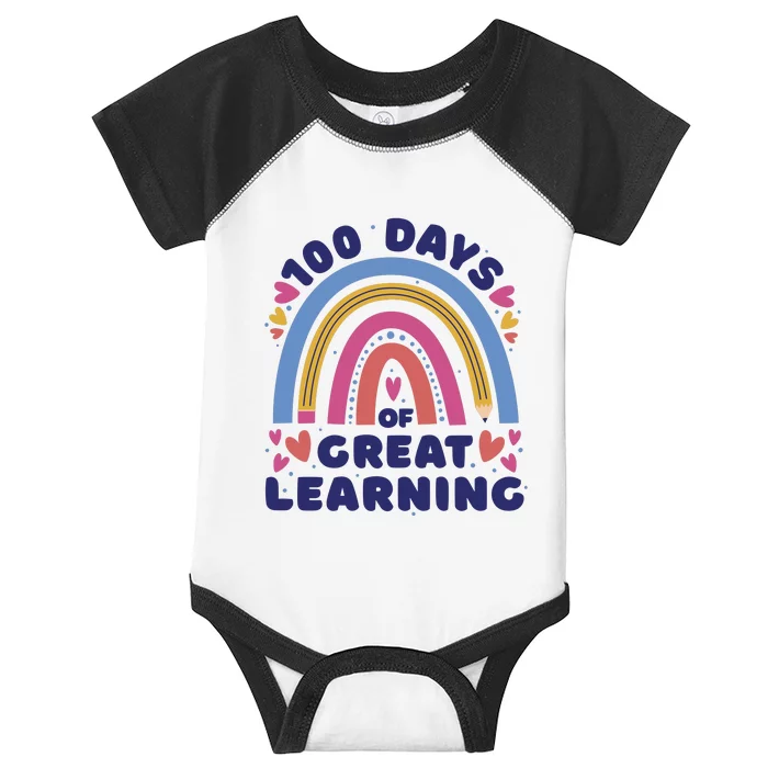 100 Days Of Great Learning School Rainbow Infant Baby Jersey Bodysuit