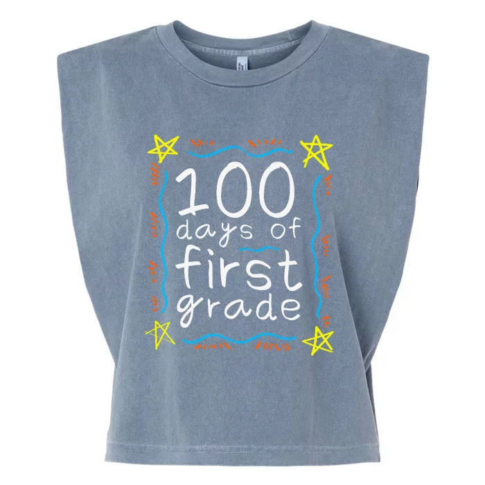 100 Days Of First Grade 100 Days Of School Garment-Dyed Women's Muscle Tee