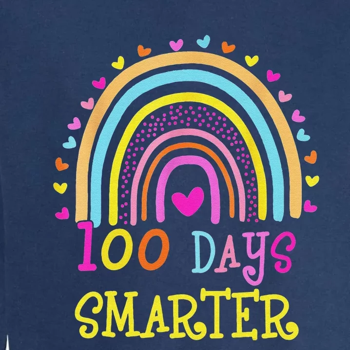 100th Day Of School Teacher rainbow 100 Days Smarter Garment-Dyed Sweatshirt