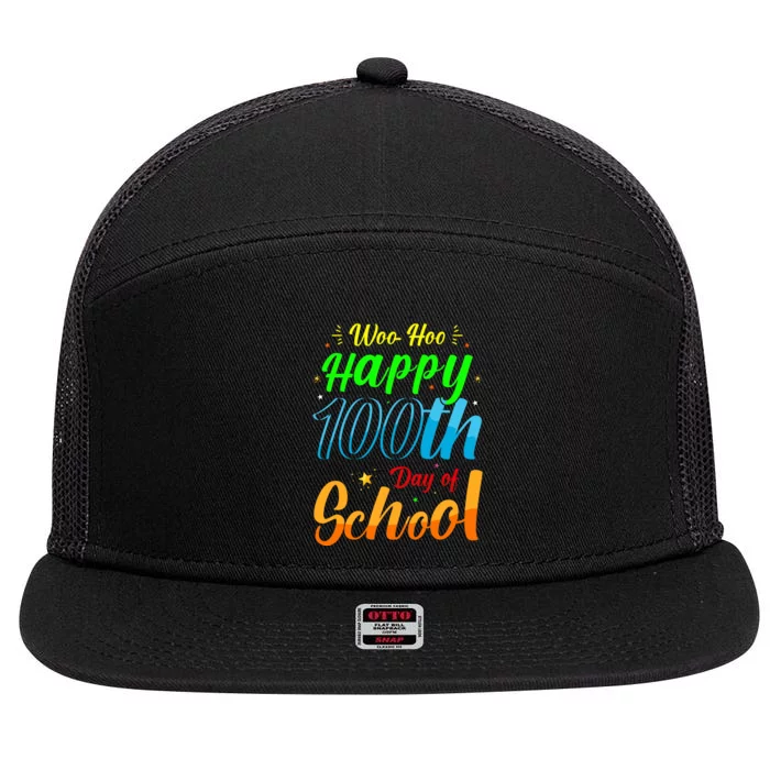 100th Day of School Teachers Kids Child Happy 100 Days 7 Panel Mesh Trucker Snapback Hat