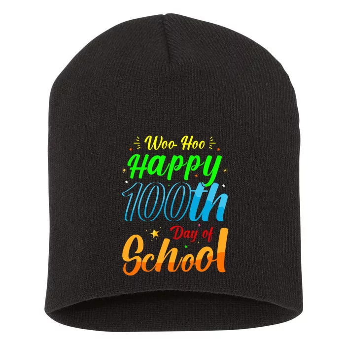 100th Day of School Teachers Kids Child Happy 100 Days Short Acrylic Beanie