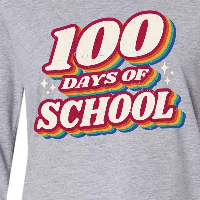 100 Days Of School Retro Womens Cotton Relaxed Long Sleeve T-Shirt