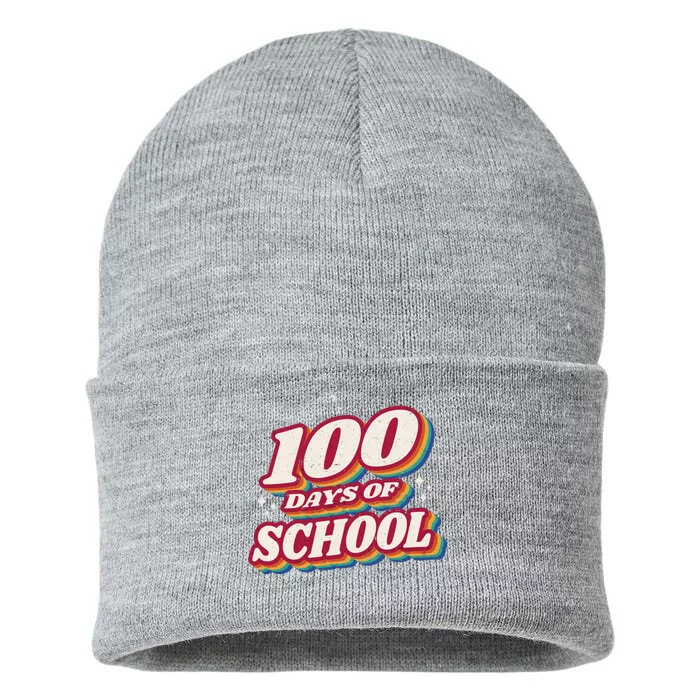 100 Days Of School Retro Sustainable Knit Beanie