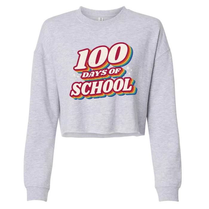 100 Days Of School Retro Cropped Pullover Crew