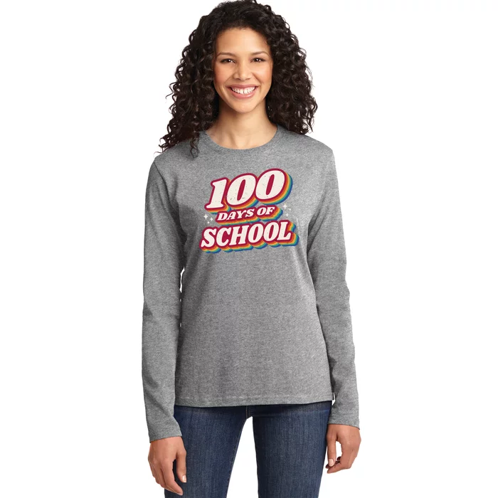 100 Days Of School Retro Ladies Long Sleeve Shirt