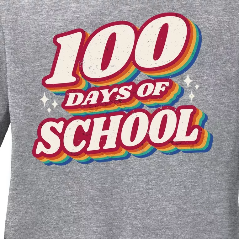 100 Days Of School Retro Ladies Long Sleeve Shirt