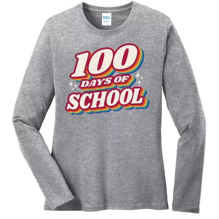 100 Days Of School Retro Ladies Long Sleeve Shirt