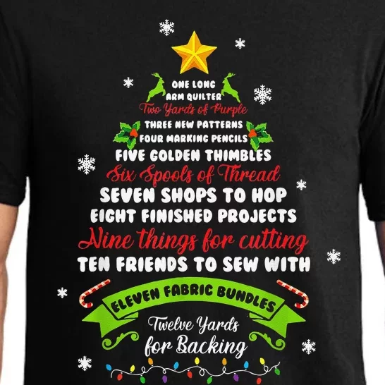 12 Days Of Christmas Funny Quilting Sewing Xmas Tree Lights Pajama Set