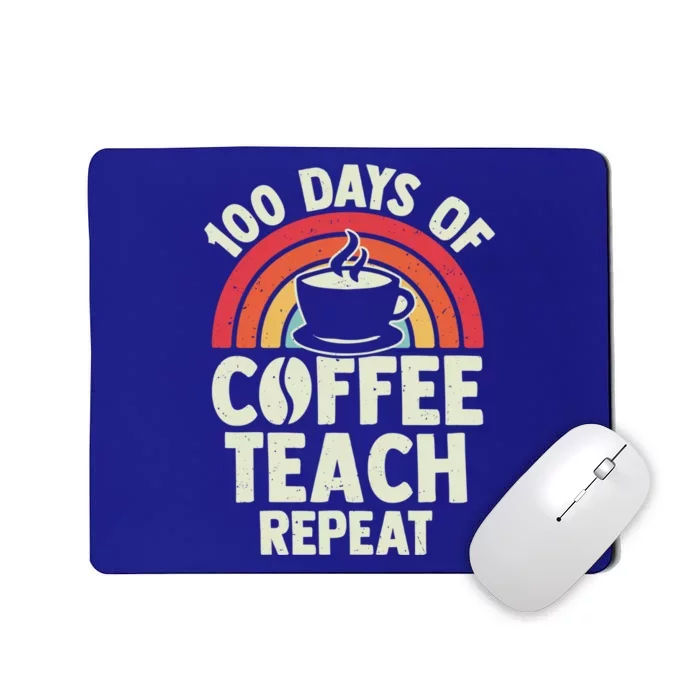 100 Days Of Coffee Teach Repeat Retro Gift Mousepad