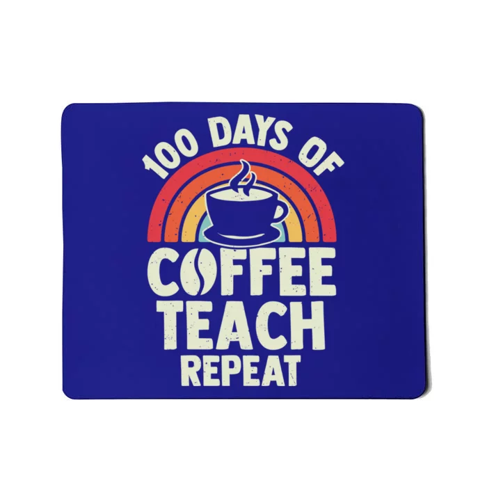 100 Days Of Coffee Teach Repeat Retro Gift Mousepad