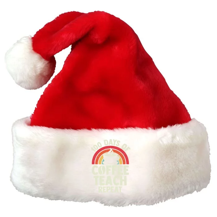 100 Days Of Coffee Teach Repeat Retro Gift Premium Christmas Santa Hat