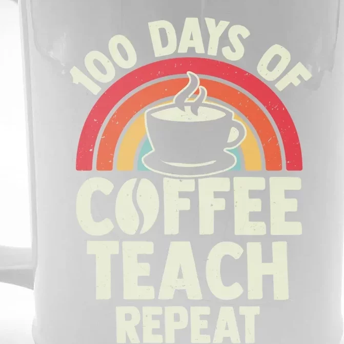 100 Days Of Coffee Teach Repeat Retro Gift Front & Back Beer Stein