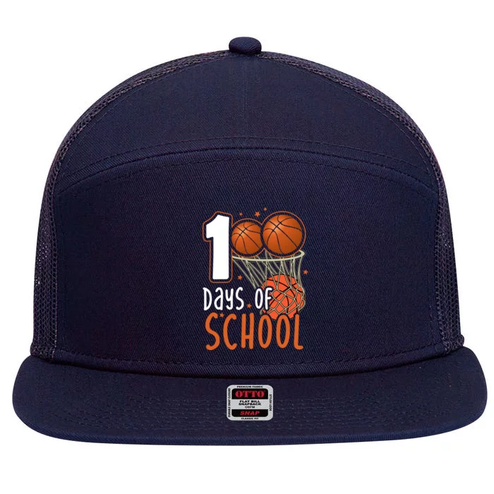 100 Days Of School Basketball 7 Panel Mesh Trucker Snapback Hat