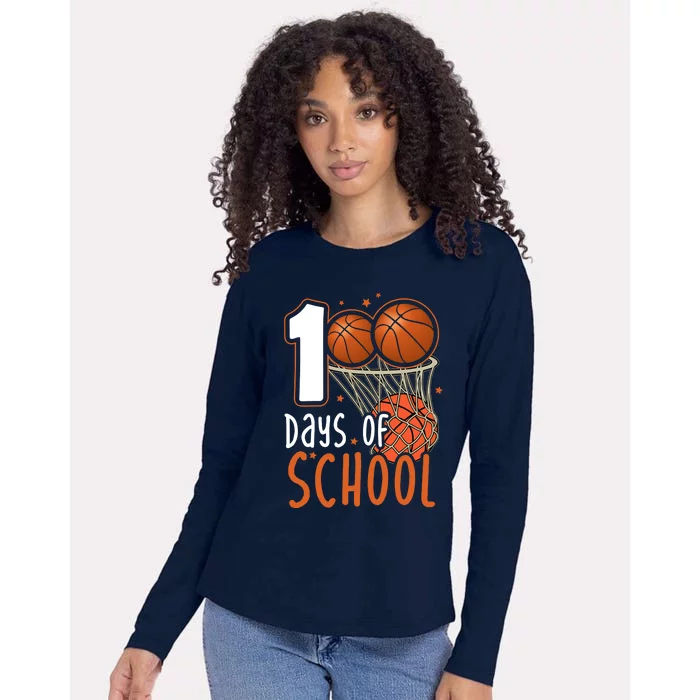 100 Days Of School Basketball Womens Cotton Relaxed Long Sleeve T-Shirt