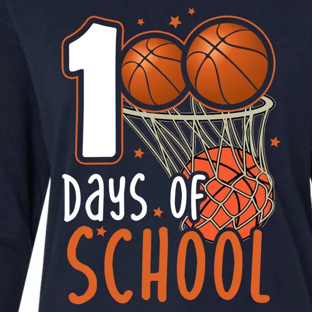 100 Days Of School Basketball Womens Cotton Relaxed Long Sleeve T-Shirt