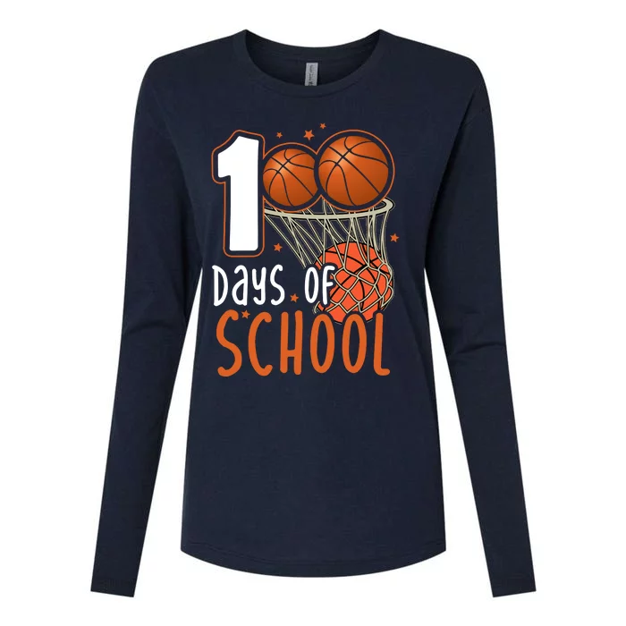 100 Days Of School Basketball Womens Cotton Relaxed Long Sleeve T-Shirt