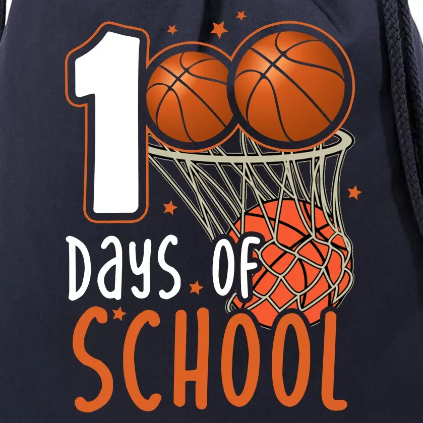 100 Days Of School Basketball Drawstring Bag