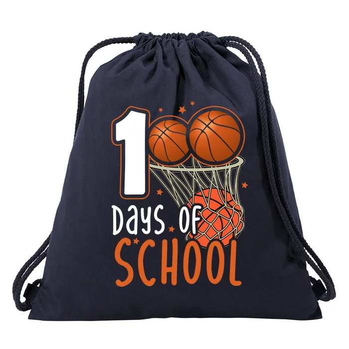 100 Days Of School Basketball Drawstring Bag