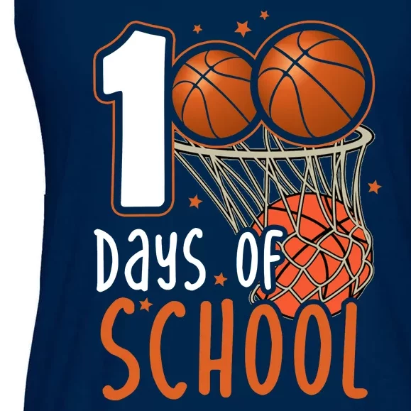 100 Days Of School Basketball Ladies Essential Flowy Tank