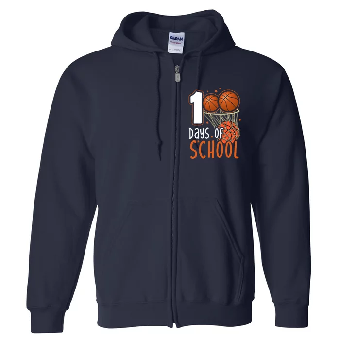 100 Days Of School Basketball Full Zip Hoodie