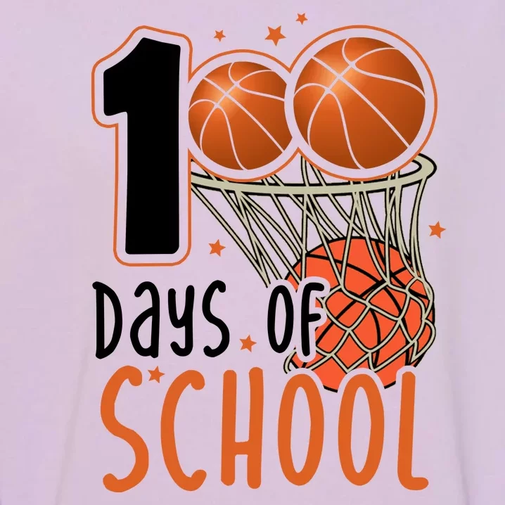 100 Days Of School Basketball Garment-Dyed Sweatshirt