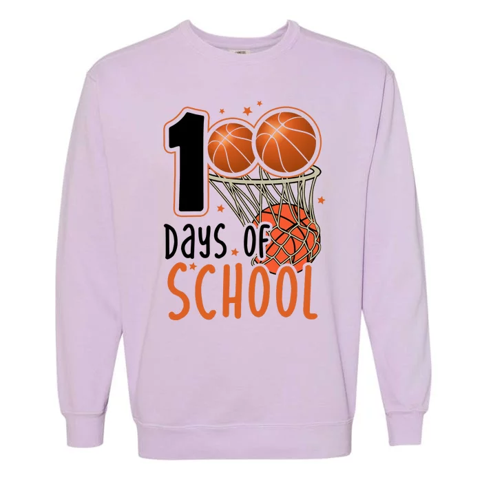 100 Days Of School Basketball Garment-Dyed Sweatshirt