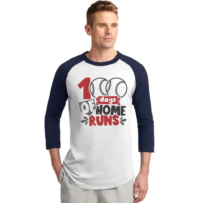 100 Days Of Home Runs Baseball Team Lover Baseball Sleeve Shirt