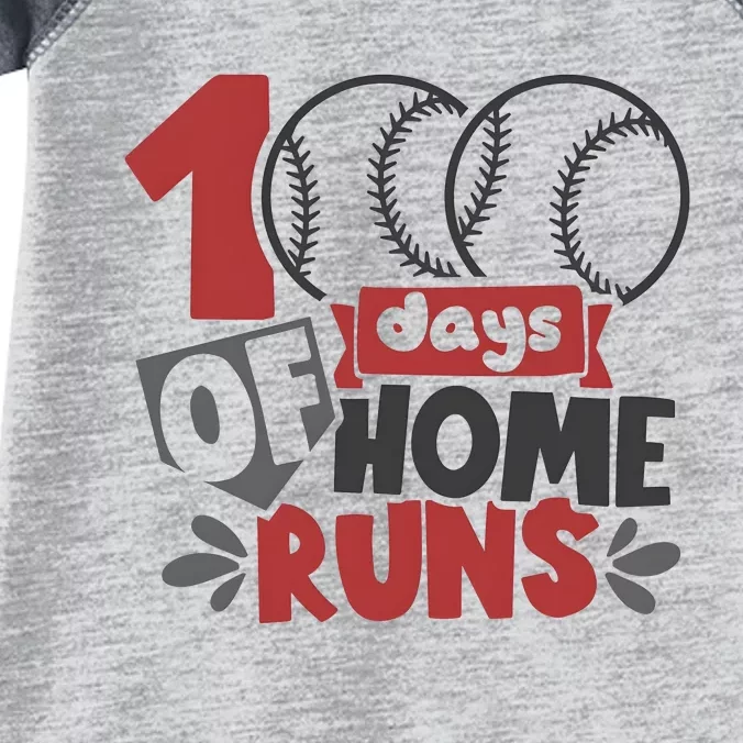 100 Days Of Home Runs Baseball Team Lover Infant Baby Jersey Bodysuit