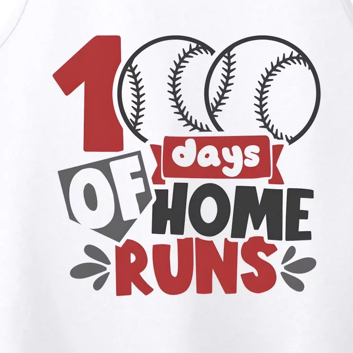 100 Days Of Home Runs Baseball Team Lover Performance Tank