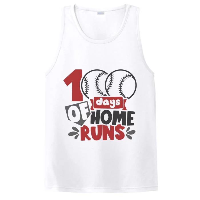 100 Days Of Home Runs Baseball Team Lover Performance Tank