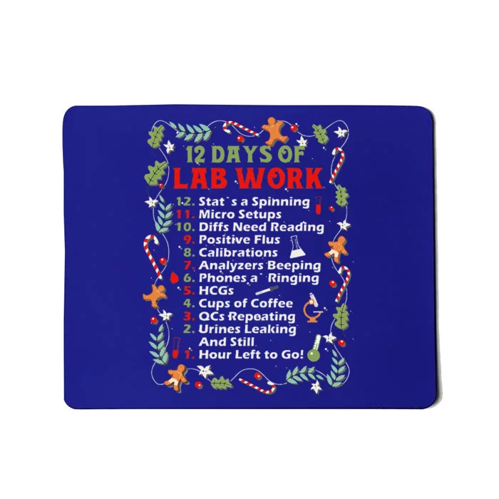 12 Days Of Lab Technician Christmas Funny Medical Laboratory Mousepad