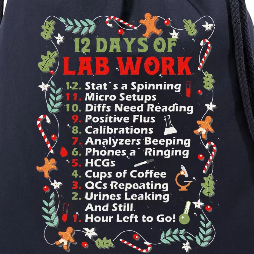 12 Days Of Lab Technician Christmas Funny Medical Laboratory Drawstring Bag