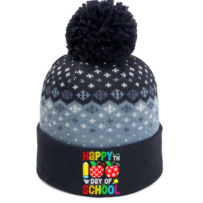 100th Day Of School Teachers Child Happy 100 Days The Baniff Cuffed Pom Beanie