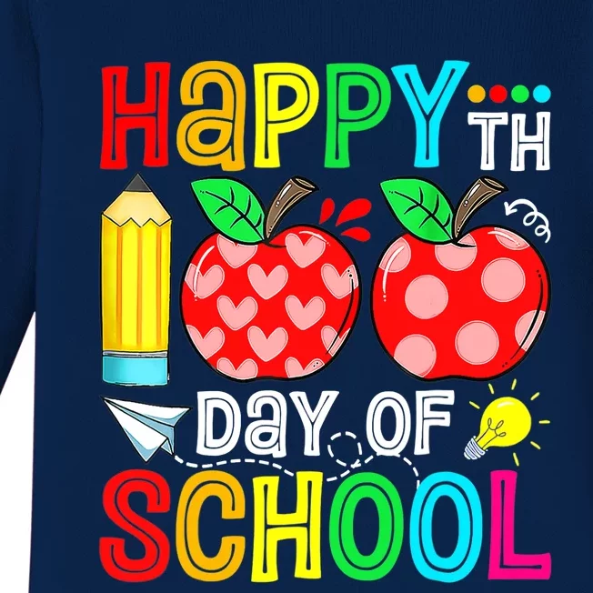 100th Day Of School Teachers Child Happy 100 Days Baby Long Sleeve Bodysuit