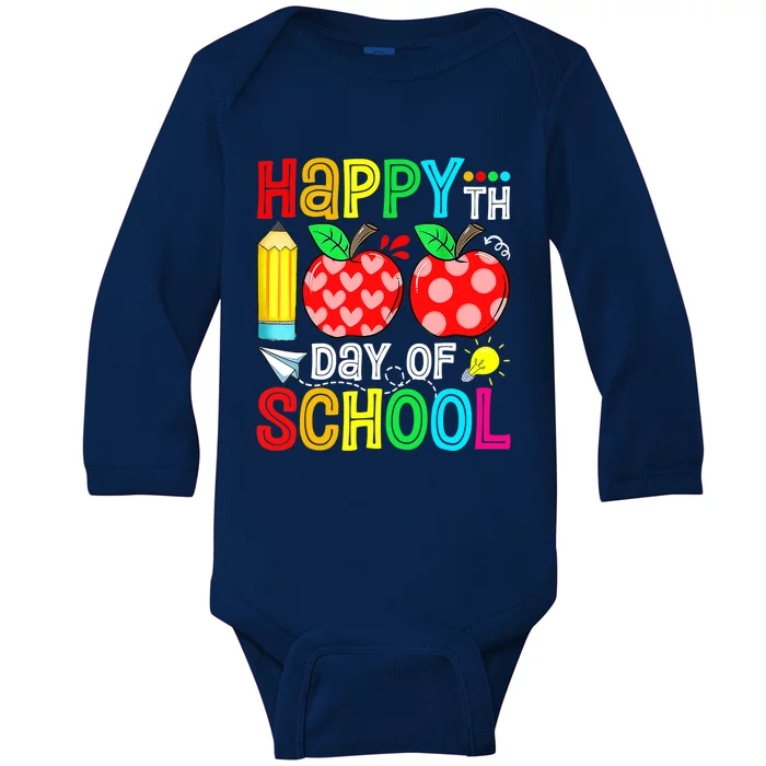 100th Day Of School Teachers Child Happy 100 Days Baby Long Sleeve Bodysuit