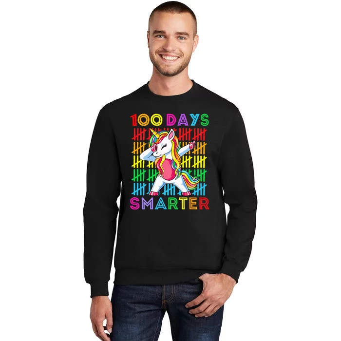 100th Day Of School Unicorn 100 Days Smarter Kindergarten Tall Sweatshirt