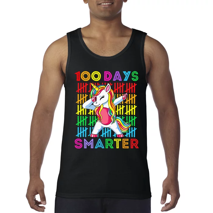 100th Day Of School Unicorn 100 Days Smarter Kindergarten Tank Top