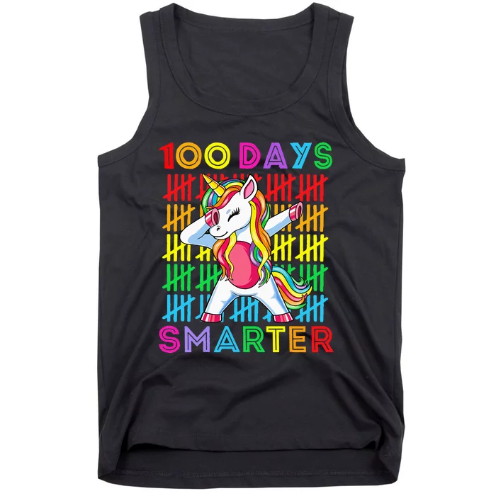 100th Day Of School Unicorn 100 Days Smarter Kindergarten Tank Top