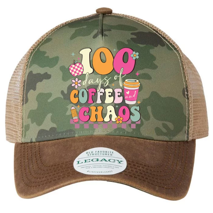 100 Days Of Coffee Chaos Lover Teacher Legacy Tie Dye Trucker Hat