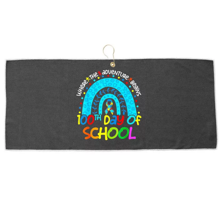 100th Day Of School Teacher Autism Awareness Valentines Large Microfiber Waffle Golf Towel