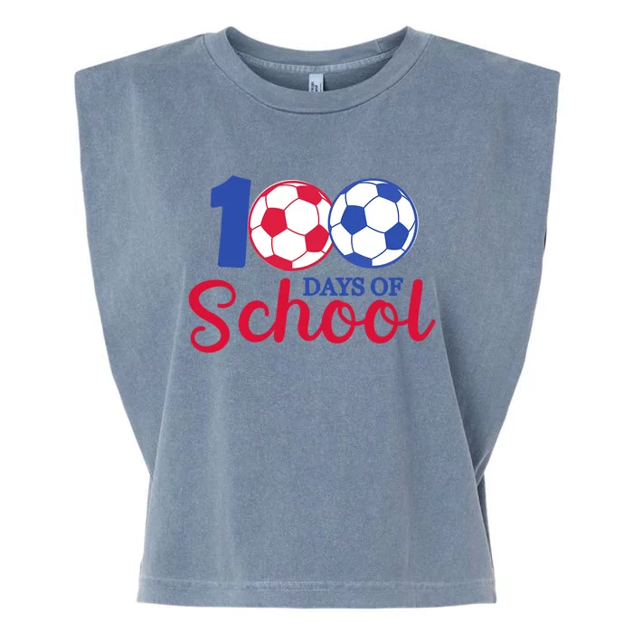 100 Days Of School Funny Soccer Balls Player Lover Garment-Dyed Women's Muscle Tee