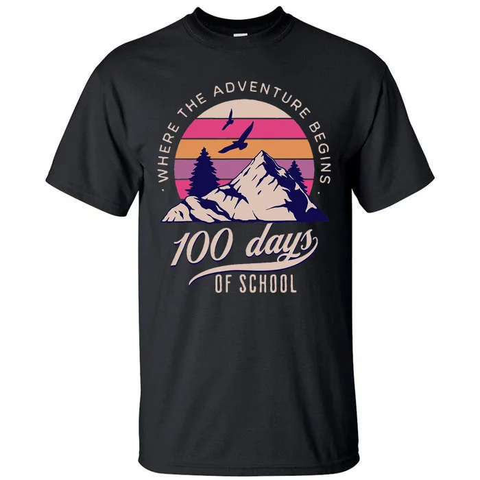 100 Days Of School Retro Outdoor Teacher Tall T-Shirt