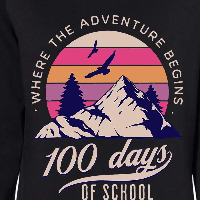 100 Days Of School Retro Outdoor Teacher Womens California Wash Sweatshirt