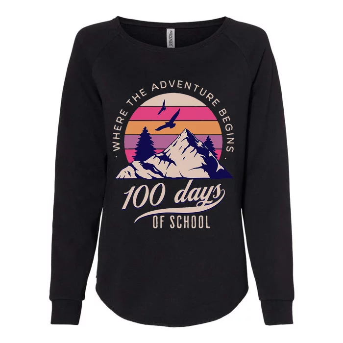 100 Days Of School Retro Outdoor Teacher Womens California Wash Sweatshirt