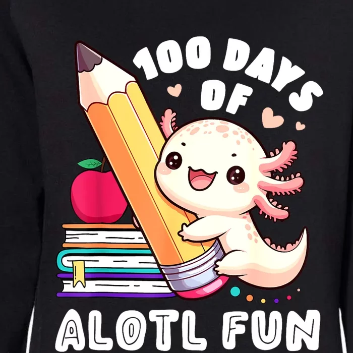 100 Days Of School Axolotl Happy 100th Day Teacher Student Womens California Wash Sweatshirt