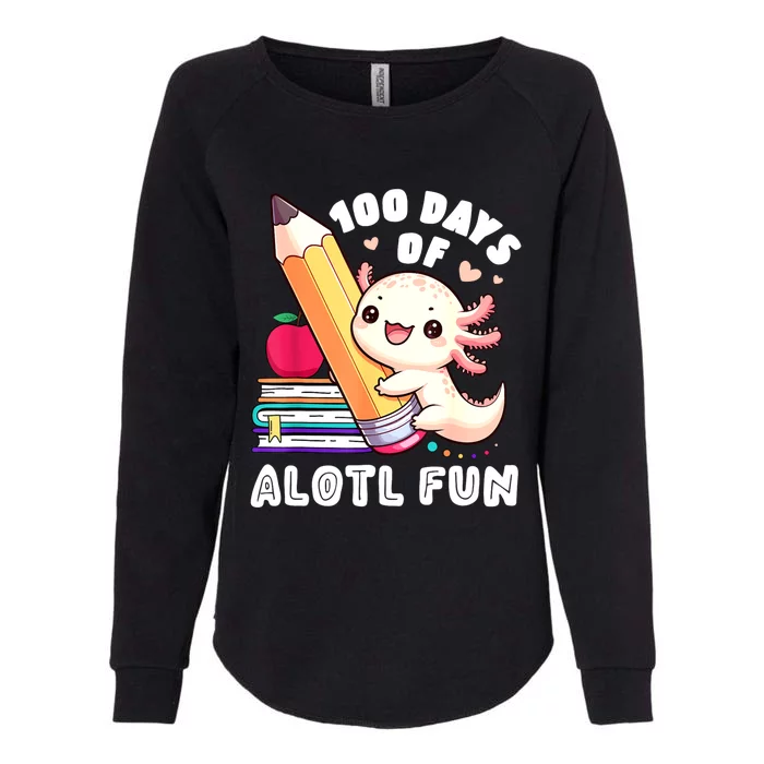 100 Days Of School Axolotl Happy 100th Day Teacher Student Womens California Wash Sweatshirt