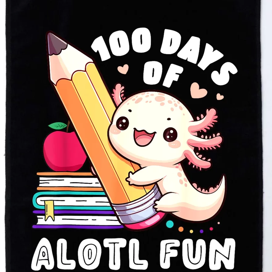 100 Days Of School Axolotl Happy 100th Day Teacher Student Platinum Collection Golf Towel