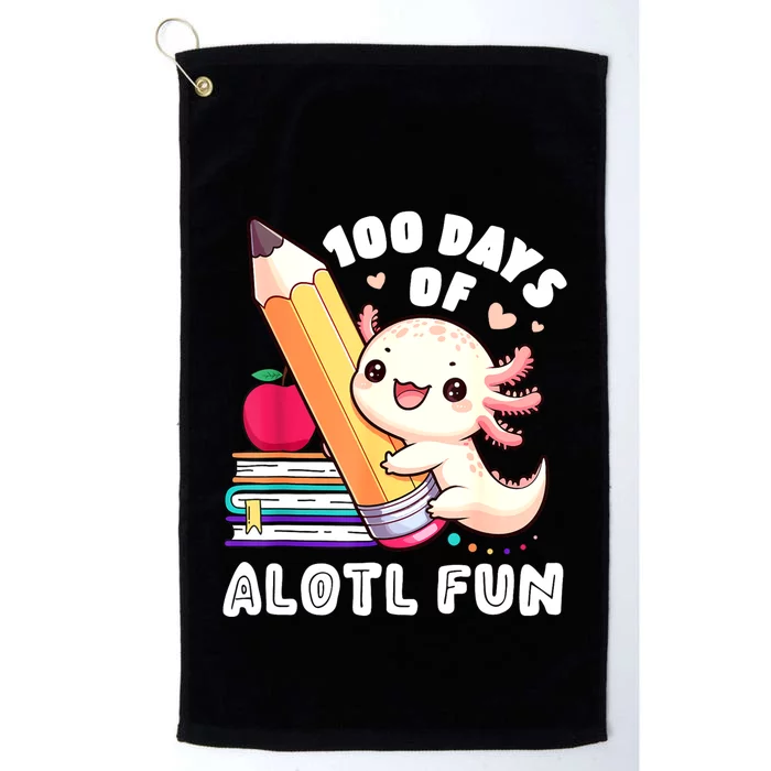 100 Days Of School Axolotl Happy 100th Day Teacher Student Platinum Collection Golf Towel