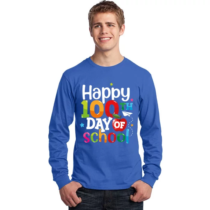 100 Days Of School Teachers Happy 100th Day Of School Meaningful Gift Tall Long Sleeve T-Shirt