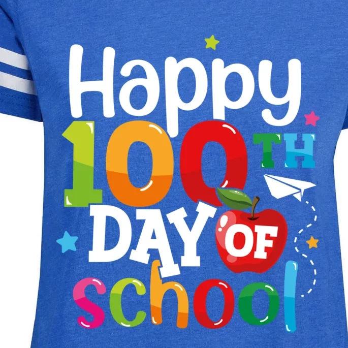 100 Days Of School Teachers Happy 100th Day Of School Meaningful Gift Enza Ladies Jersey Football T-Shirt